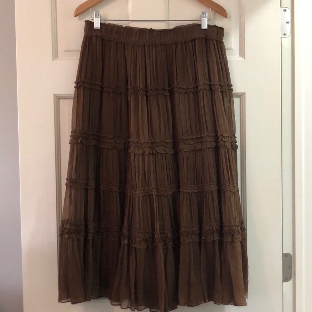 DKNY Brown Silk Skirt